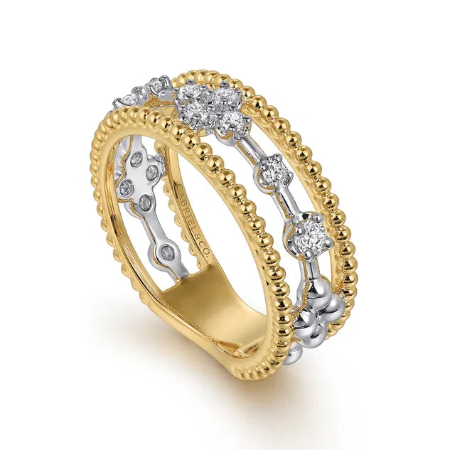 Diamond Bujukan Stacked White and Yellow Gold Ring