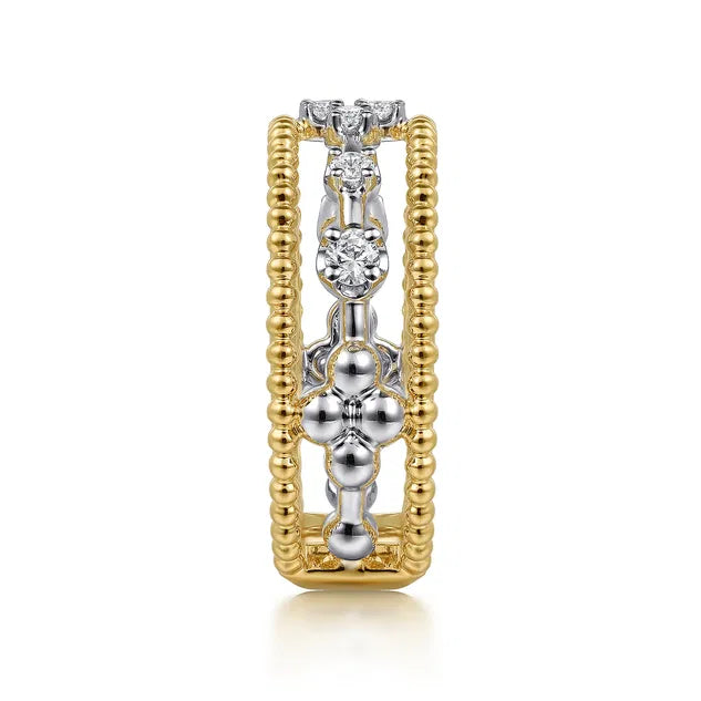 Diamond Bujukan Stacked White and Yellow Gold Ring