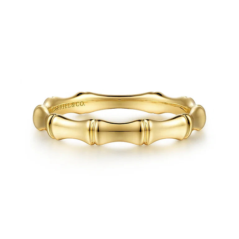 Yellow Gold Bamboo Shape Stackable Ring