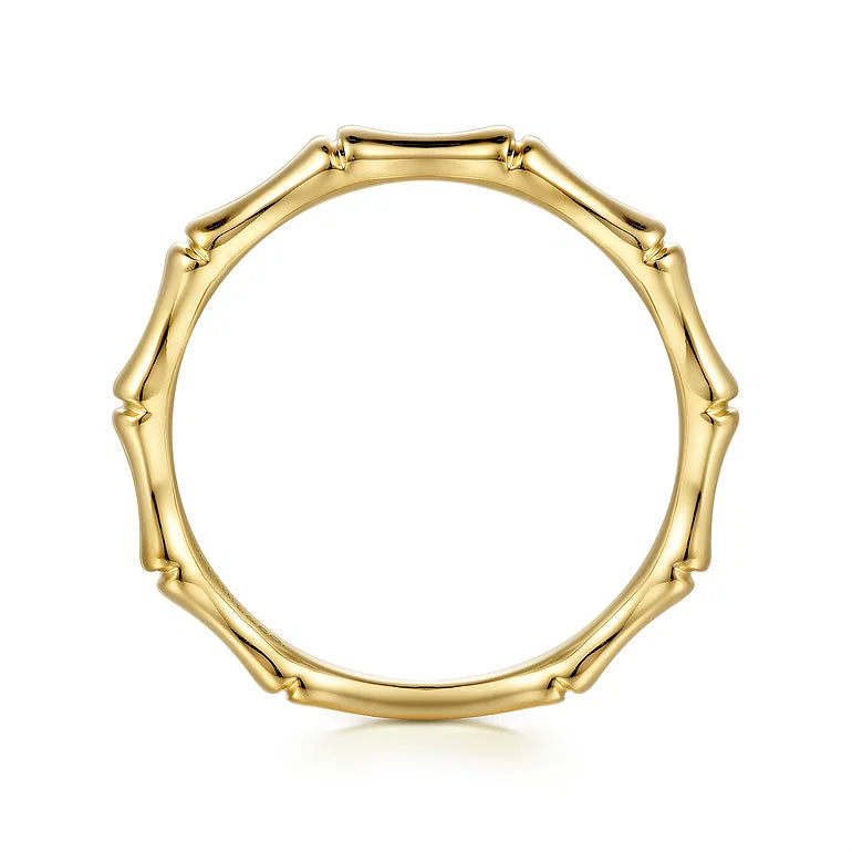 Yellow Gold Bamboo Shape Stackable Ring