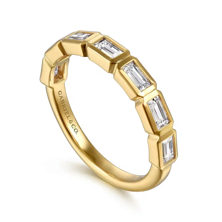 Yellow Gold Bezel Baguette Diamond Wedding Band