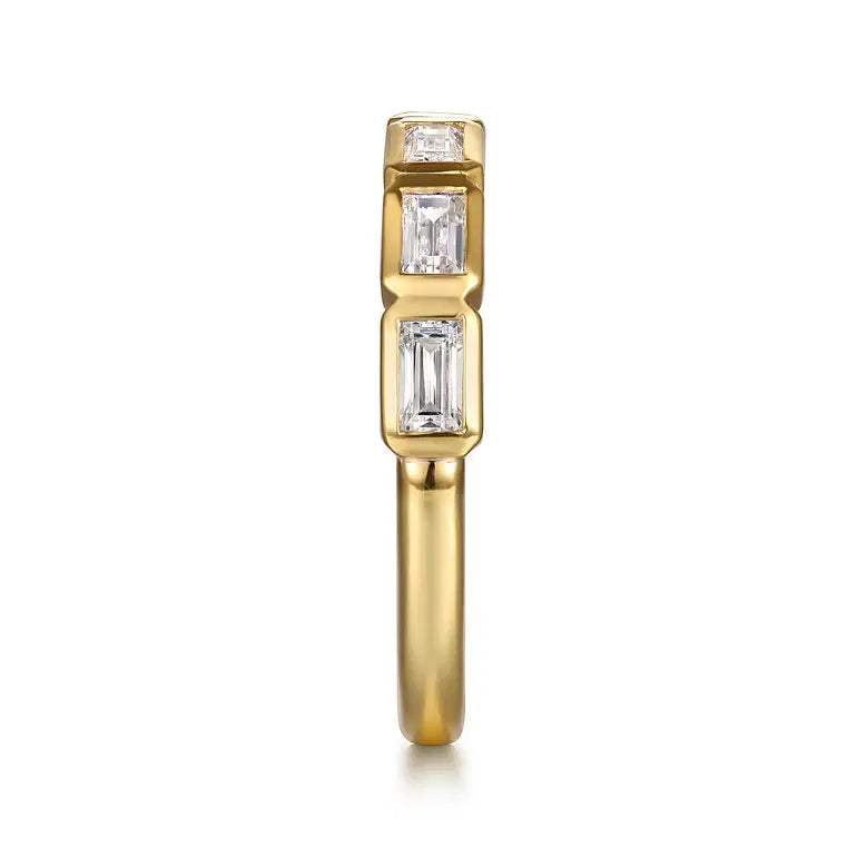 Yellow Gold Bezel Baguette Diamond Wedding Band