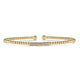 Yellow Gold Bujukan Bead Bangle with Pave Diamond Bar Station