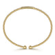 Yellow Gold Bujukan Bead Bangle with Pave Diamond Bar Station