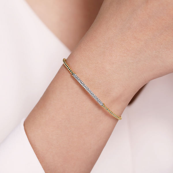 Bujukan Cuff Bracelet with Long Diamond Bar Station