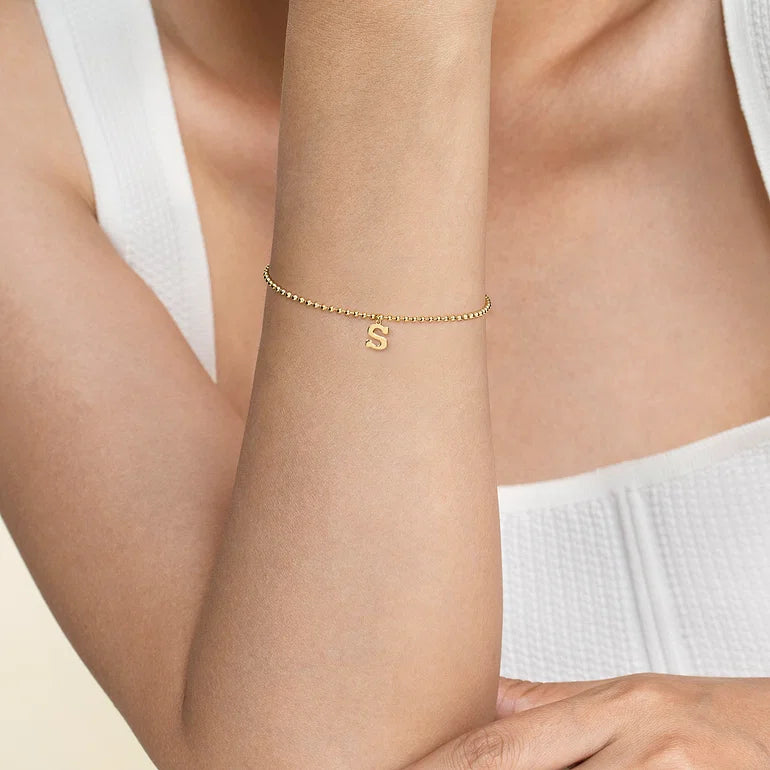 Yellow Gold Bujukan Initial 'S' Bracelet