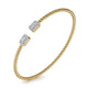 Yellow Gold Bujukan Open Cuff Bracelet with Diamond Baguettes