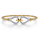 Yellow and White Gold Bujukan Bead and Pave Diamond Bangle