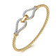 Yellow and White Gold Bujukan Bead and Pave Diamond Bangle