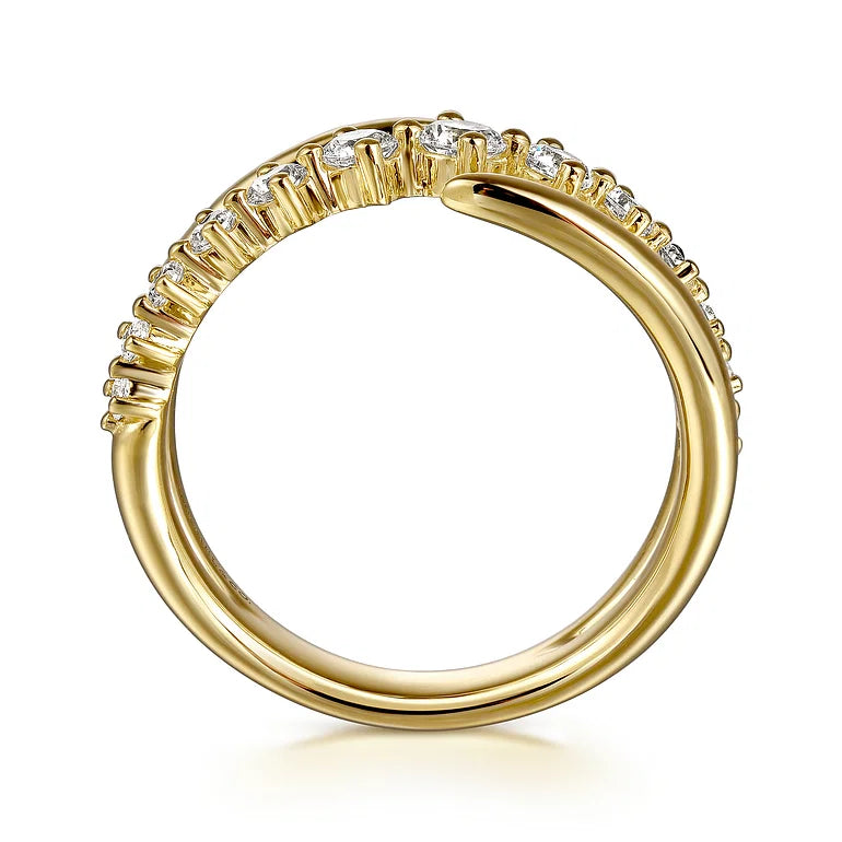 Yellow Gold and Diamond Bypass Ring