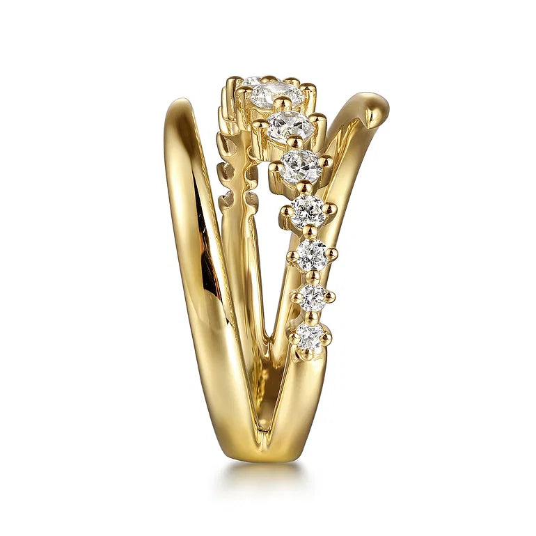 Yellow Gold and Diamond Bypass Ring