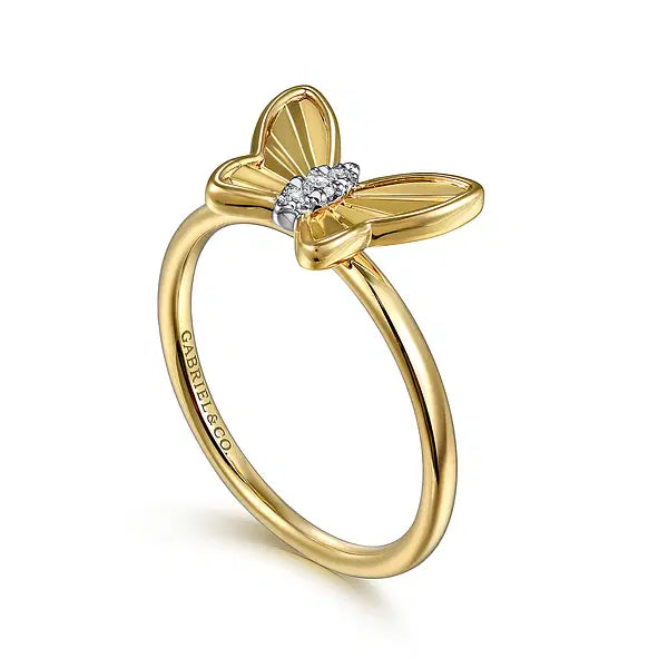 Yellow Gold Diamond Butterfly Ring
