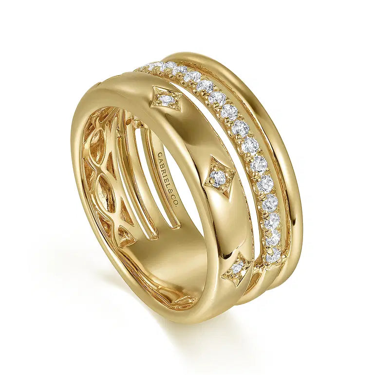 Yellow Gold Diamond Stack Ring