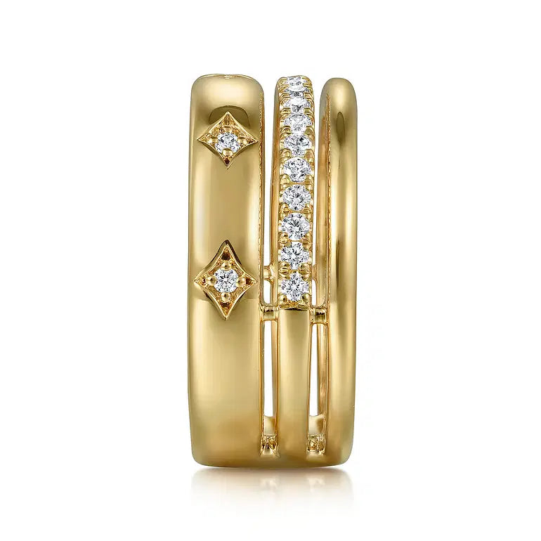 Yellow Gold Diamond Stack Ring
