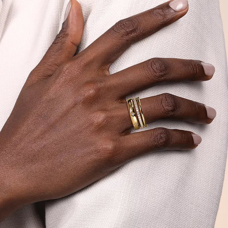 Yellow Gold Diamond Stack Ring