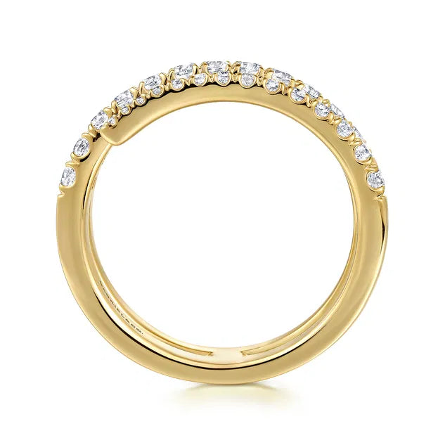 Pave Diamond Wrap Yellow Gold Ring