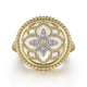 Yellow Gold Diamonds and White Mother of Pearl Bujukan Signet Ring