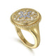 Yellow Gold Diamonds and White Mother of Pearl Bujukan Signet Ring
