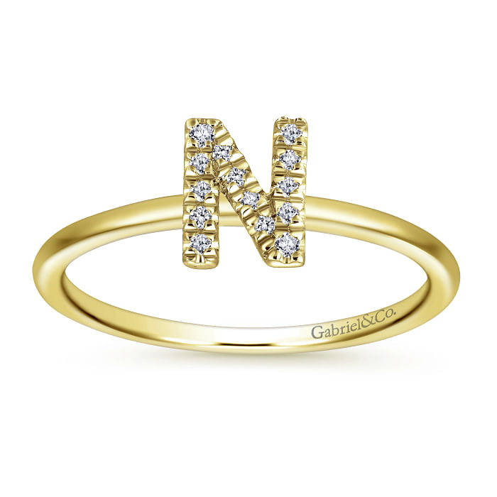Diamond 'N' Initial Ring