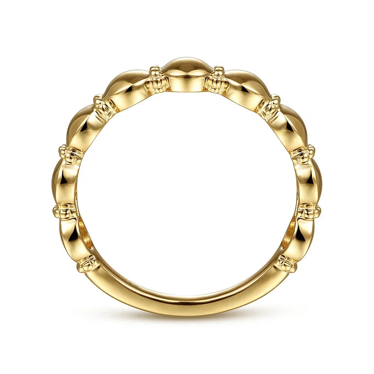Yellow Gold Round Station Stackable Ring