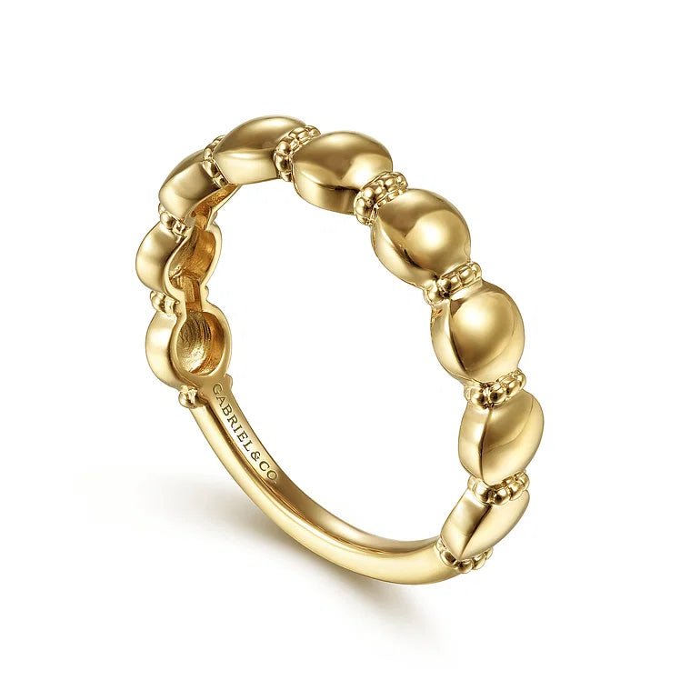 Yellow Gold Round Station Stackable Ring