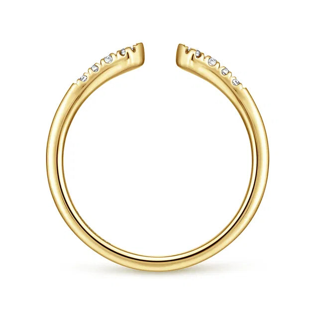 Split Diamond Stackable Yellow Gold Ring