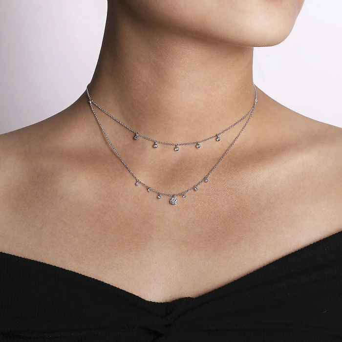 Layered Diamond Drop Necklace