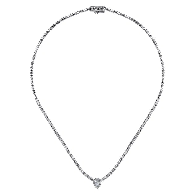 Pear Shaped Diamond Tennis Necklace