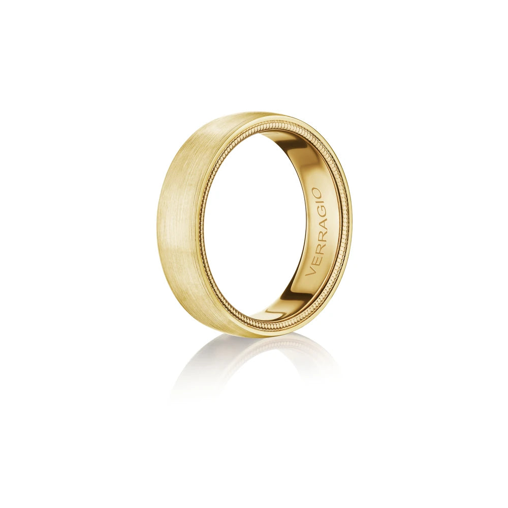 Verragio VW-6024 men's yellow gold wedding band, angled view