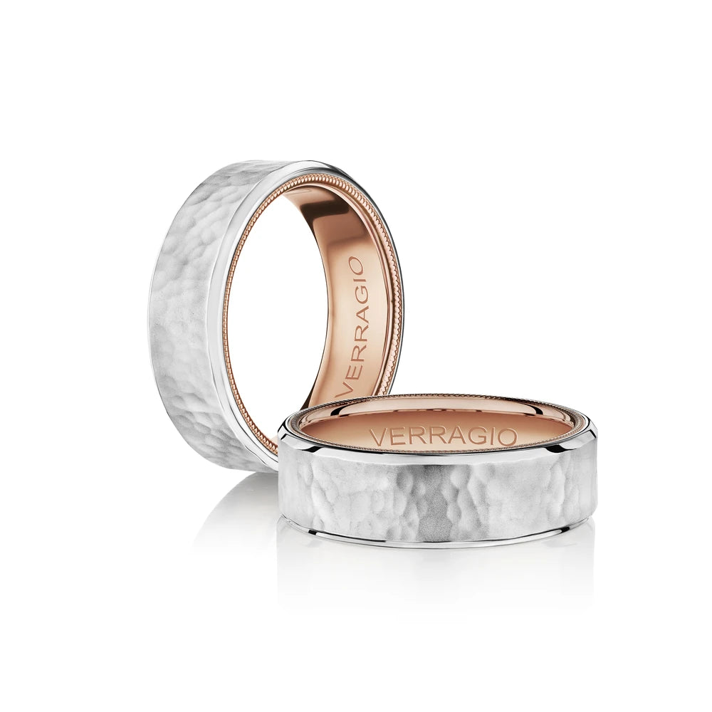 Verragio VW-7012 men's hammered wedding band, profile view