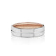 Verragio VW-6026 men's 14K white gold grid design wedding band with rose gold beaded edge, 6mm