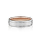 Verragio VW-6028 men's 14K white gold beveled edge wedding band with rose gold beaded edge, 6mm