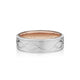 Verragio VW-7013 men's 14K white gold etched wedding band with rose gold beaded edge, 7mm