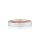 Verragio VW-4002 men's 14K white gold satin beveled edge wedding band with rose gold beaded edge, 4mm