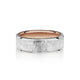 Verragio VW-7012 men's 14K white gold hammered wedding band with rose gold beaded edge, 7mm