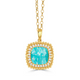 Amazonite with Diamond Halo Pendant Necklace