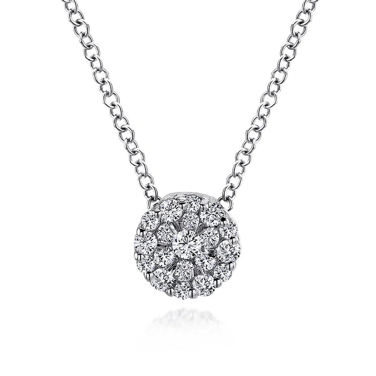 Round Diamond Cluster Necklace