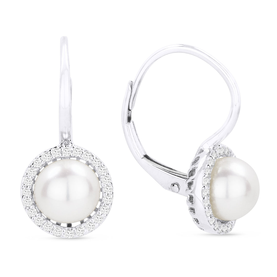 Pearl and Diamond Halo Earrings