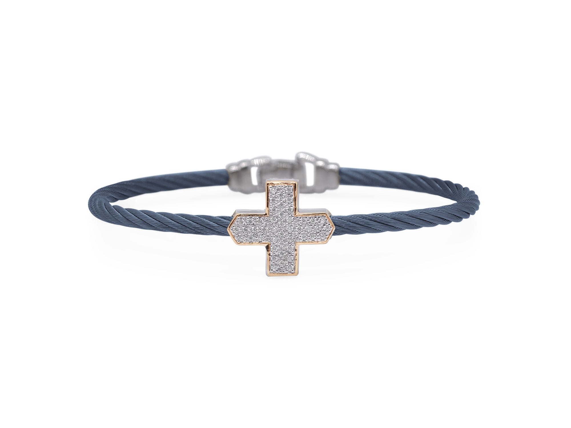 Blueberry Cable Cross Bracelet with Diamonds