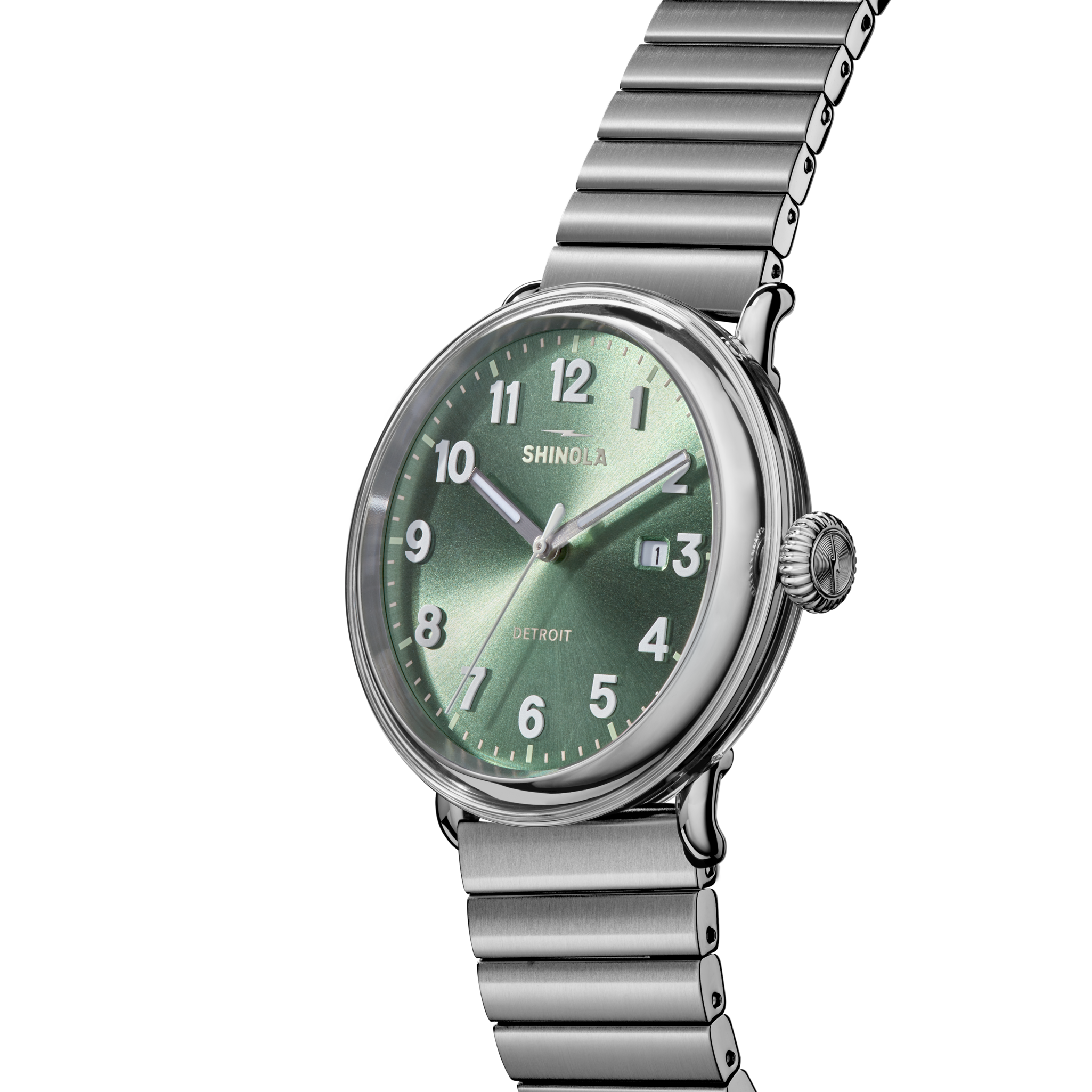 Detrola 3HD 41mm Watch, Cypress Green Dial - angle
