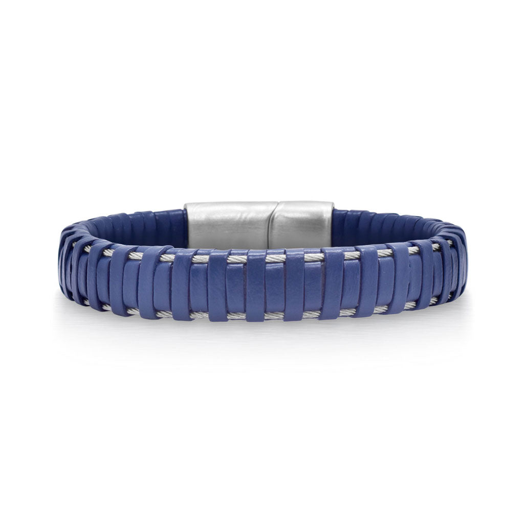 Men's Blue Leather Bracelet