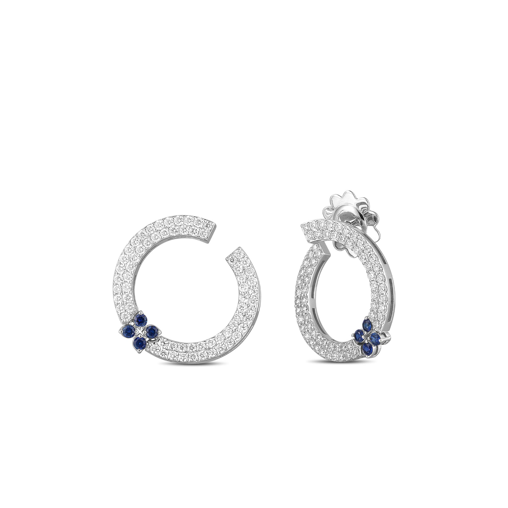 Love In Verona Diamond and Blue Sapphire Circle Earrings