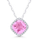 Cushion Shaped Created Pink Sapphire & Diamond Necklace