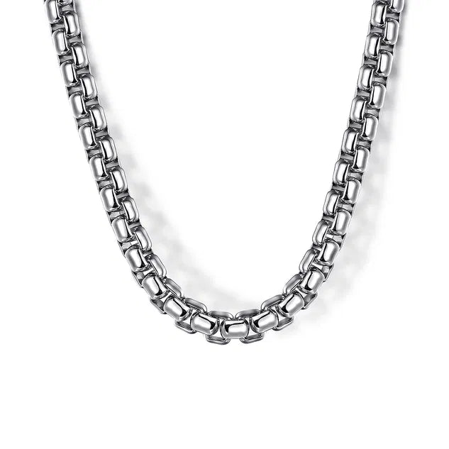 Men's Sterling Silver Solid 22" Round Box Chain Necklace