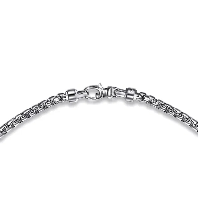 Men's Sterling Silver Solid 22" Round Box Chain Necklace