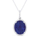 Created Blue Sapphire & Diamond Oval-Shaped Necklace