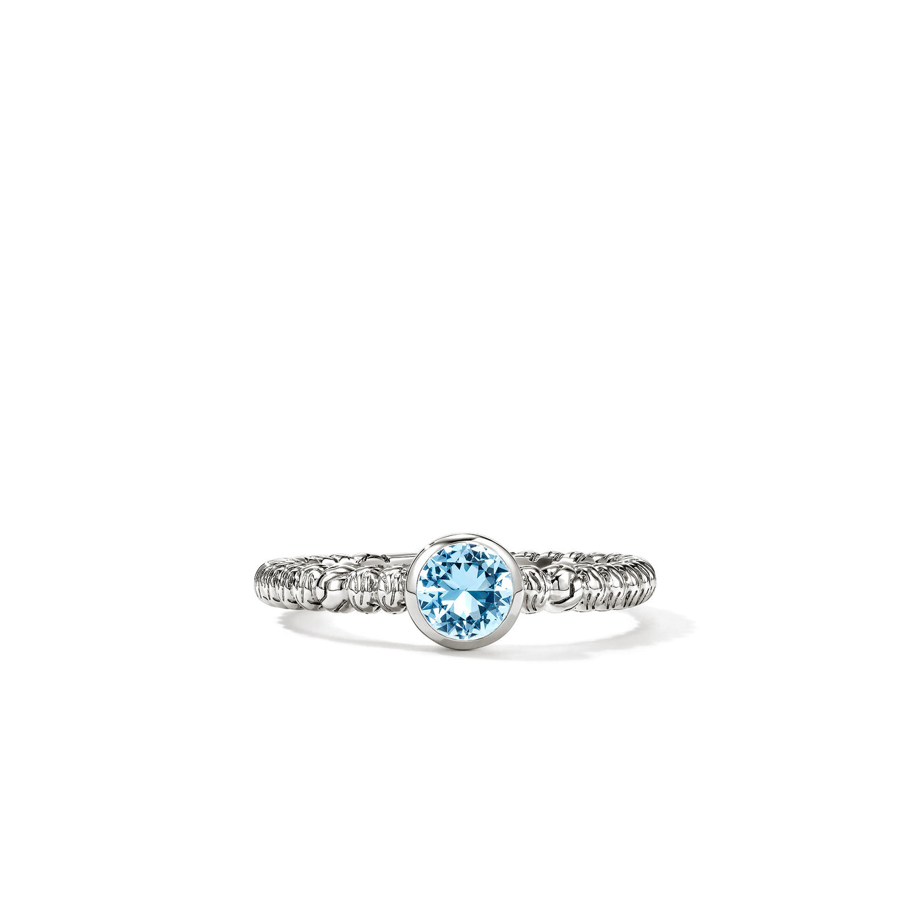 Sterling Silver Heishi Ring with Treated Swiss Blue Topaz