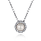 Diamond Halo Pearl Pendant Necklace