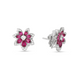 Tiare Diamond And Rubellite Flower Stud Earrings