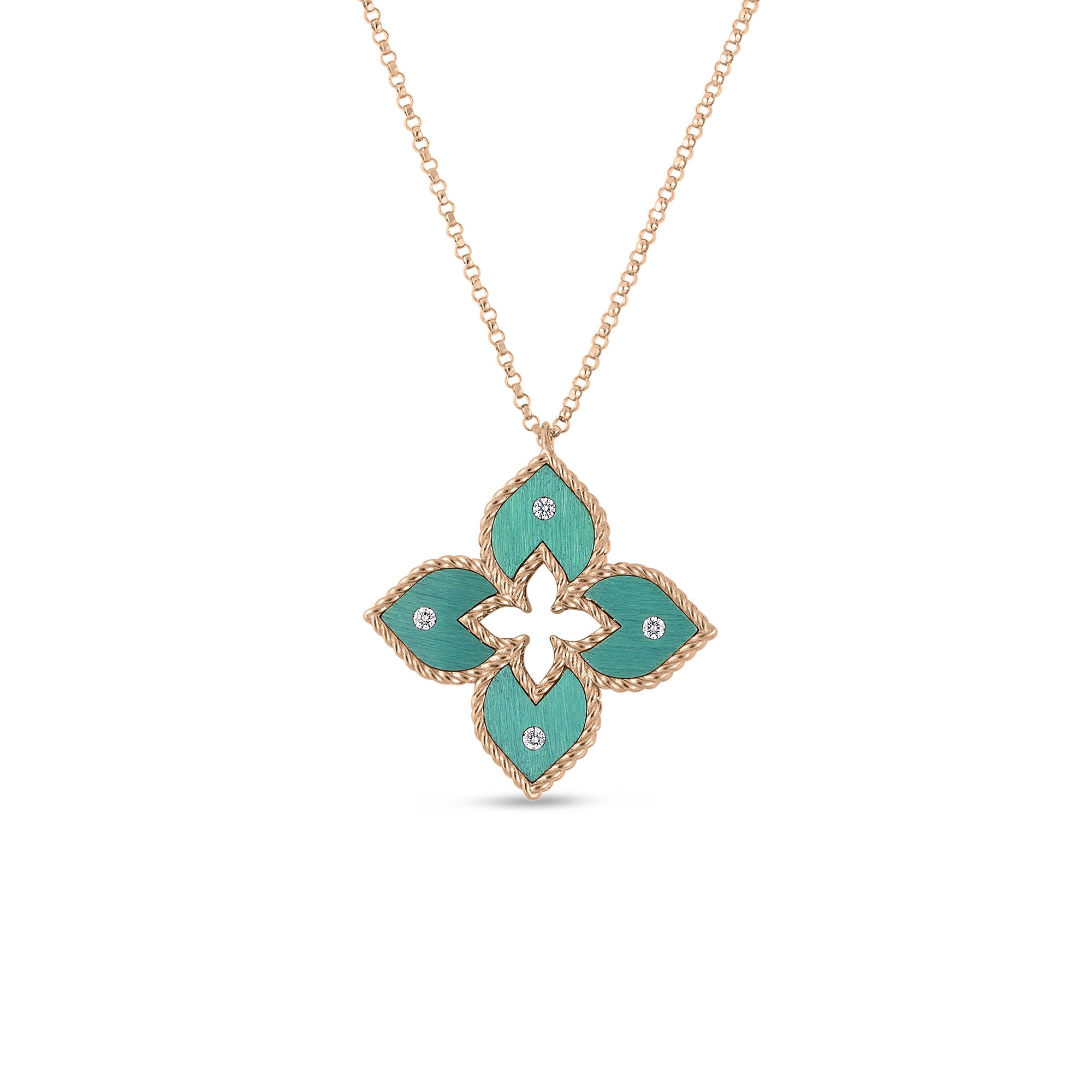 Venetian Princess Green Titanium Flower Necklace